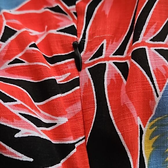 OXXO Women's Tropical Bell- Bottoms Jumpsuit Size Small Red/Blue - Picture 13 of 16